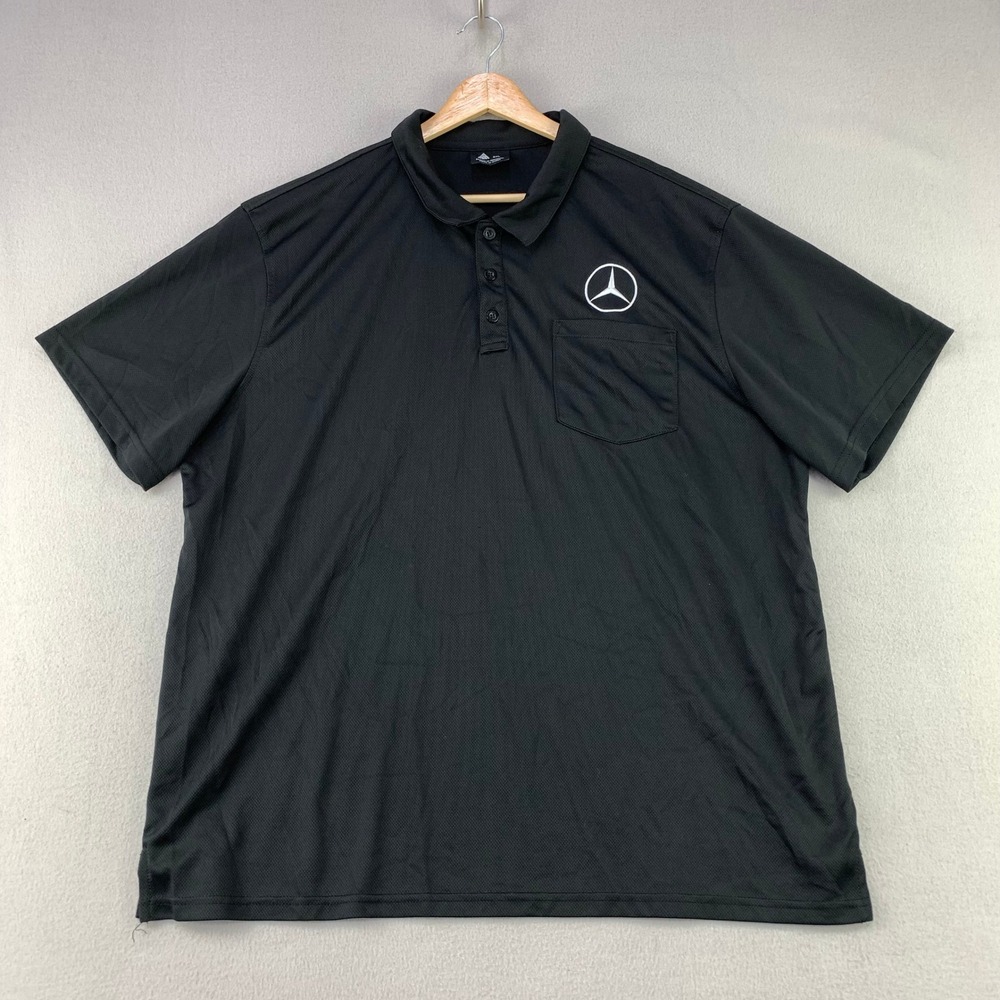 Mercedes Benz Polo Shirt Mens 2XL Black Short Sleeve Pocket Performance Golf